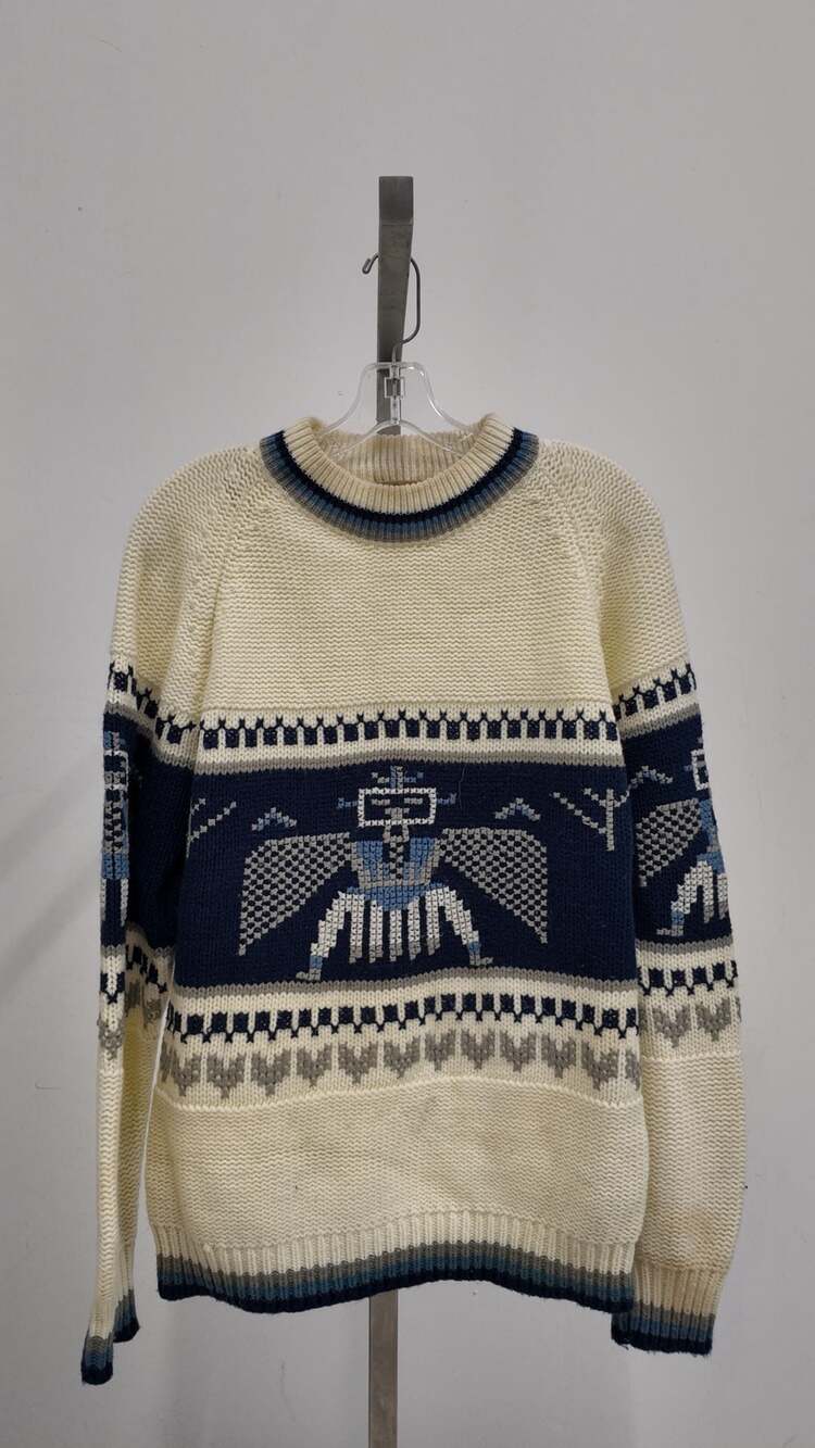 Vintage Silton California Thunderbird Native Design Knit Sweater - Cream (Size M